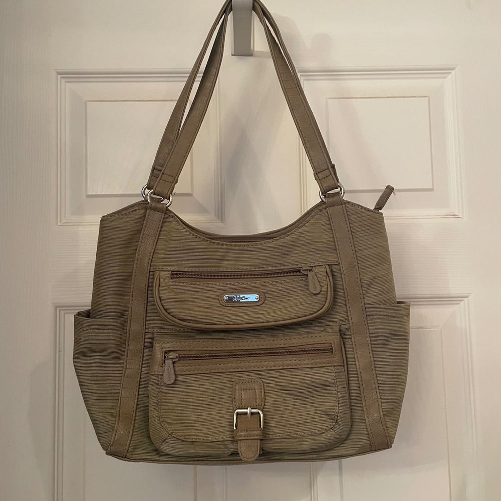 Multi Sac Shoulder‎ Bag Khaki Textured Multi Pocket Hobo Style Purse